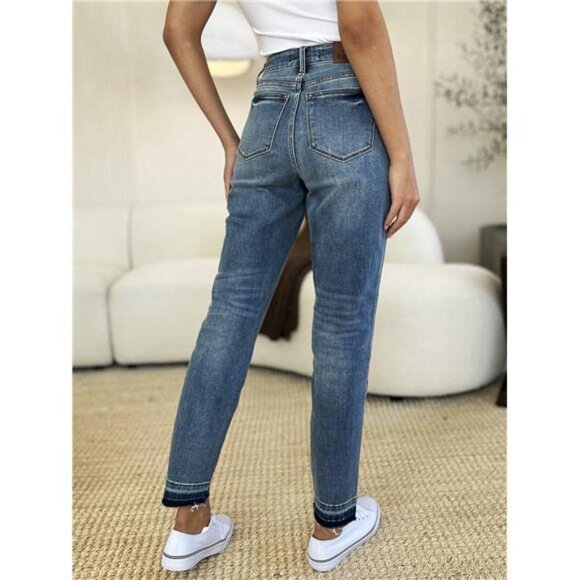 Judy Blue Full Size Mid Rise Rigid Magic Release Hem Jeans - Picture 13 of 15